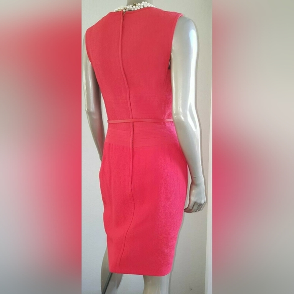 $3,800 OSCAR DE LA RENTA GORGEOUS CORAL RED WOOL SILK LINED RUNWAY DRESS US 6 - Picture 7 of 11